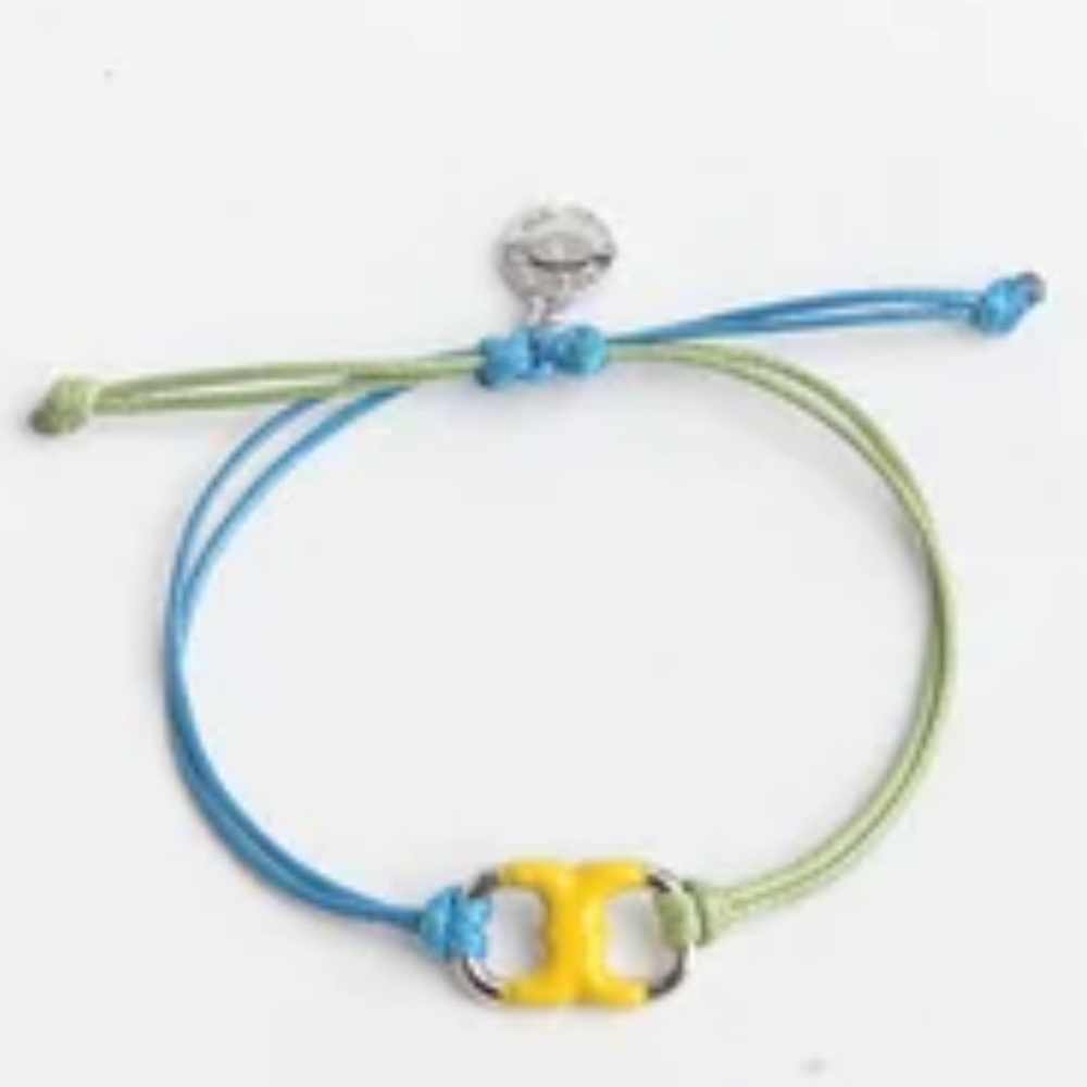 Tory Burch embrace ambition silver gemini logo adjustable bracelet